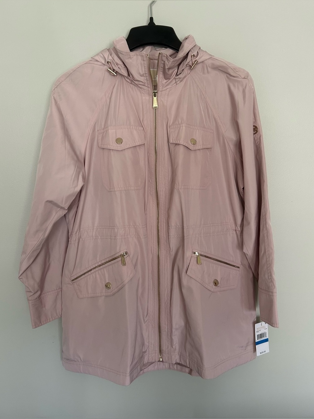 NWT Michael Michael Kors Light Pink Blush Hooded Coat Anorak Jacket  XL